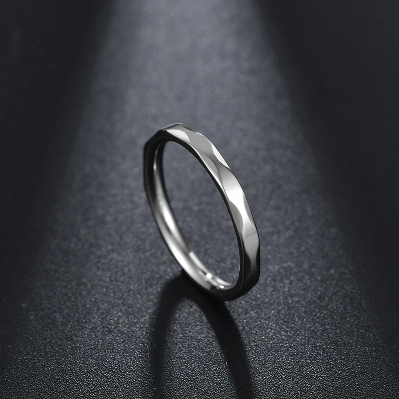 Letdiffery Fashion 2mm Wave Rings for Women Stainless Steel Rose Gold Color Simple Style Ring for Birthday Gifts Dropshipping