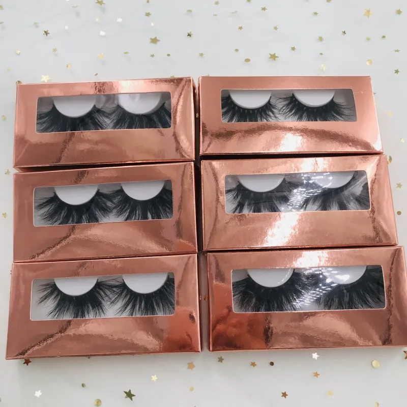 rose gold box thick and full eyelashes dramatic long eyelashes 25mm mink lashes wholesales