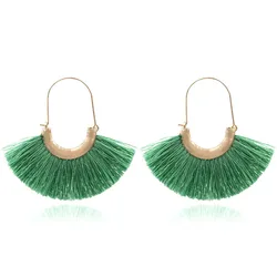 Bohemian Silk Tassel Earrings Strand Fringe Dangle Earrings Round Fan Threader Mermaid Earrings for Women Aretes De Mujer 2023