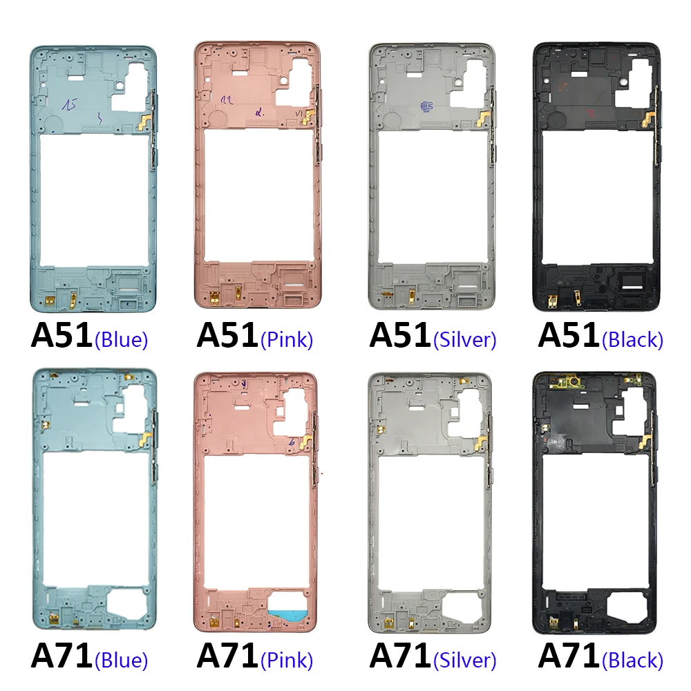 Juste de boîtier de cadre moyen pour Samsung, pièces de rechange, nouveau, A51, A515, A515F, A71, A715, A715F, A20, A50