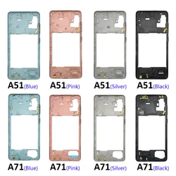 Yeni orta çerçeve konut Case kapak için Samsung A51 A515 A515F A71 A715 A715F A20 A50 yedek parçalar