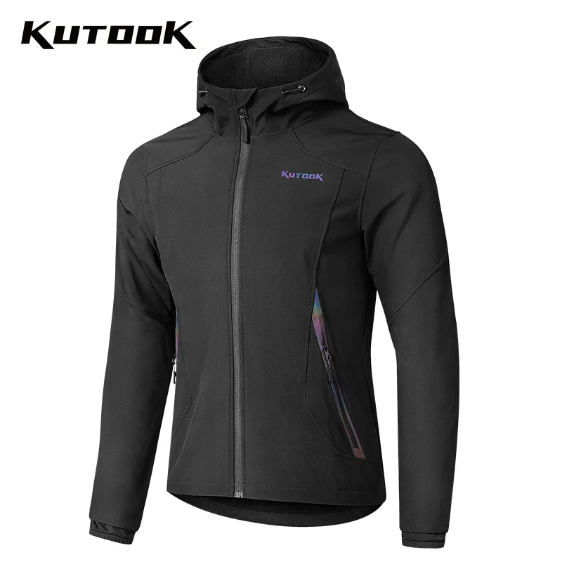 

KUTOOK Outdoor Softshell Jackets Man Hooded Winter Men's Fleece Windbreaker Coat for Thermal Waterproof Camping Hiking Clothing