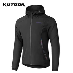 KUTOOK Outdoor Softshell Jackets Man Hooded Winter Men's Fleece Windbreaker Coat for Thermal Waterproof Camping Hiking Clothing