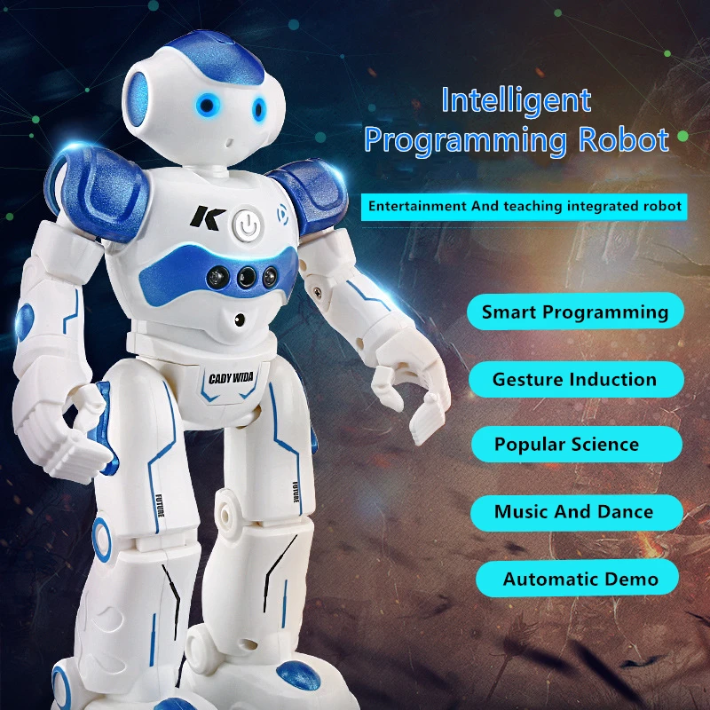 Intelligent Programming Gesture Sensing RC Robot 2.4G Auto Demo Sing Dance With Cool Light Charging Puzzle Remote Control Robot