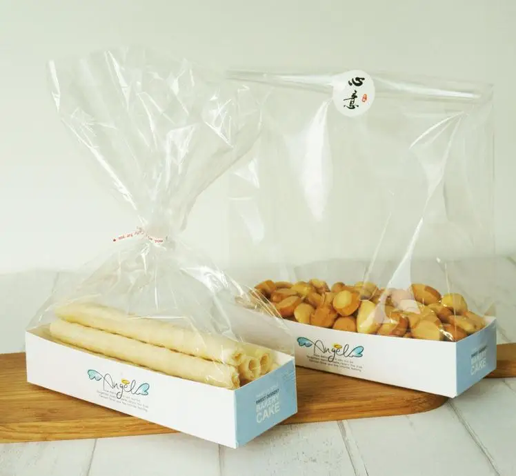 Clear Biscuit Cookie Candy Bread Plastic Bag Paperboard Packing Boxes Bakery Snack Box Puffs Bags Valentine's Day SN2102