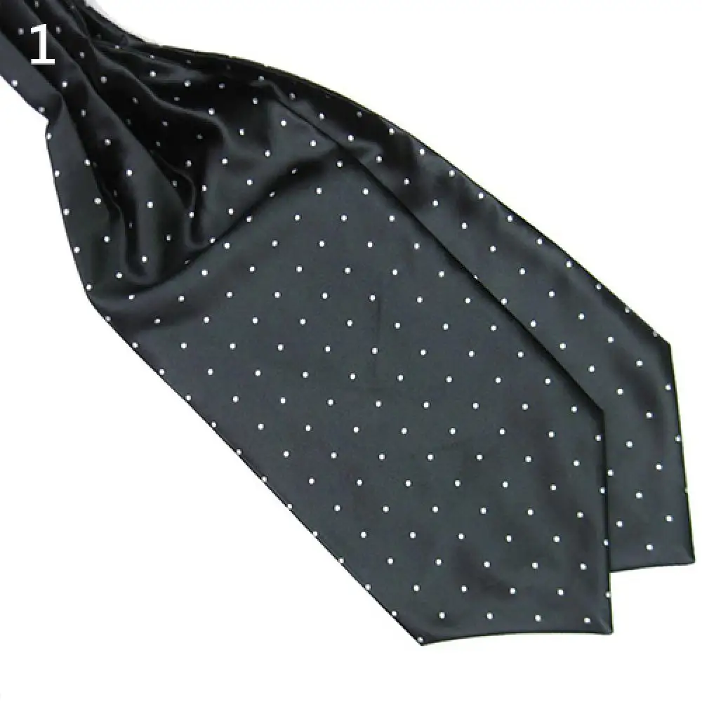 Corbata de Ascot con estampado de lunares para hombre, corbata de cuello, bufanda de mezcla de seda, moda