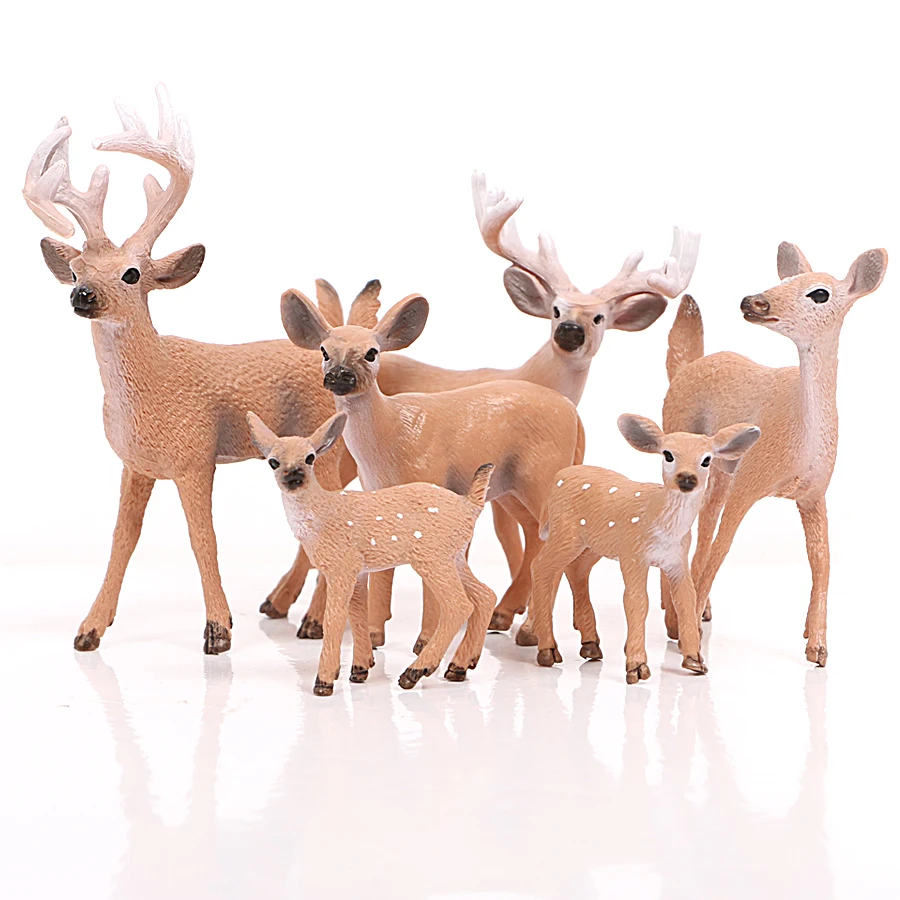 

Simulation Forest Deer Figurines Sika Deer Whitetail Deer Action Figures Animal Model Decoration Cake Toppers toys 6pcs/set