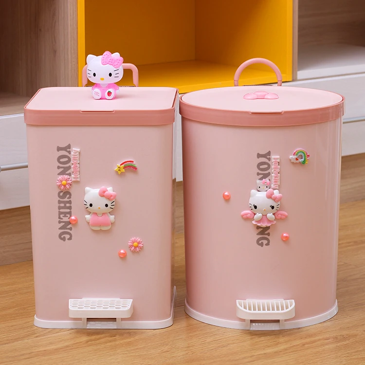 7L/9L dibujos animados Linda basura Can pie Pedal hogar sala de estar dormitorio cubo de basura para cocina con tapa cubo de plástico rosa