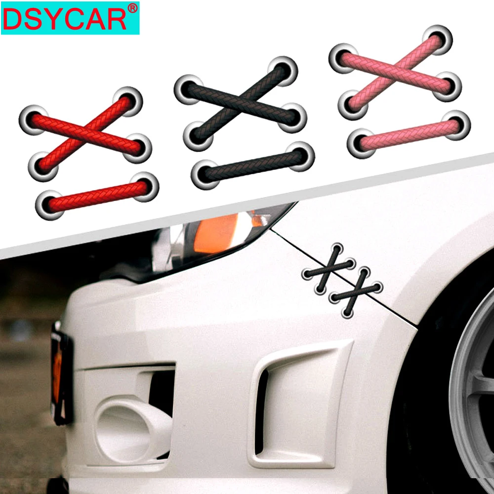 DSYCAR 1Pcs Car Decal Car Sticker Removable Parallel Cross Shoelaces Sticker Auto Refit Cars Reflective Car Sticker