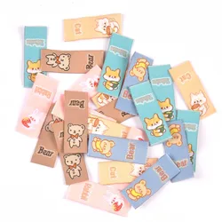 Lovely Cat Animal Pattern 50pcs Handmade Woven Label For Clothing Care Labels Cartoon Shoes Bags Garment Tags 15x40mm CP3209