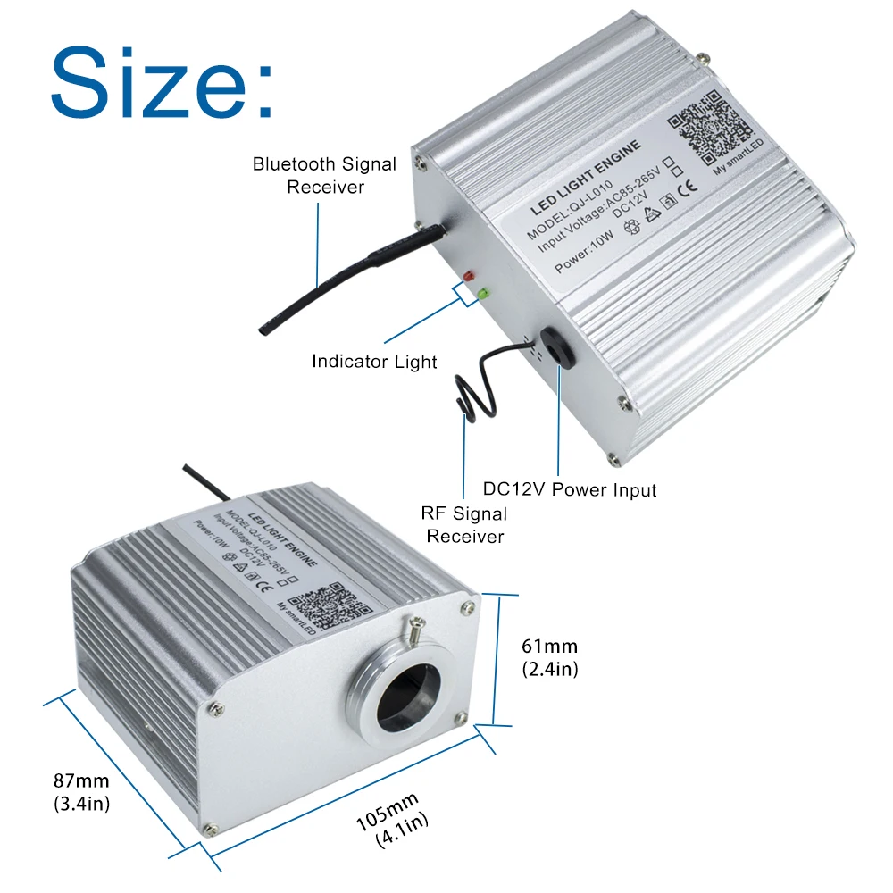 Luz de techo de estrella de fibra óptica para coche, lámpara LED centelleante de 10W, Control de sonido por aplicación inteligente, motor para coche