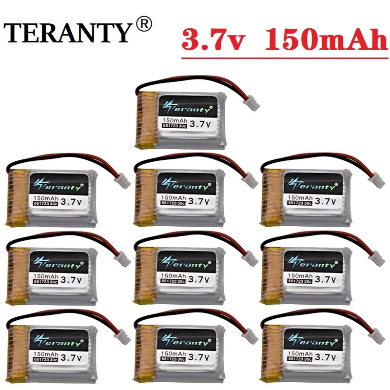 Pièces de rechange d'hélicoptère RC, batterie LiPo 3.7V 150mah 651723 pour H20 S8 M67 U839 jouets Drones batteries
