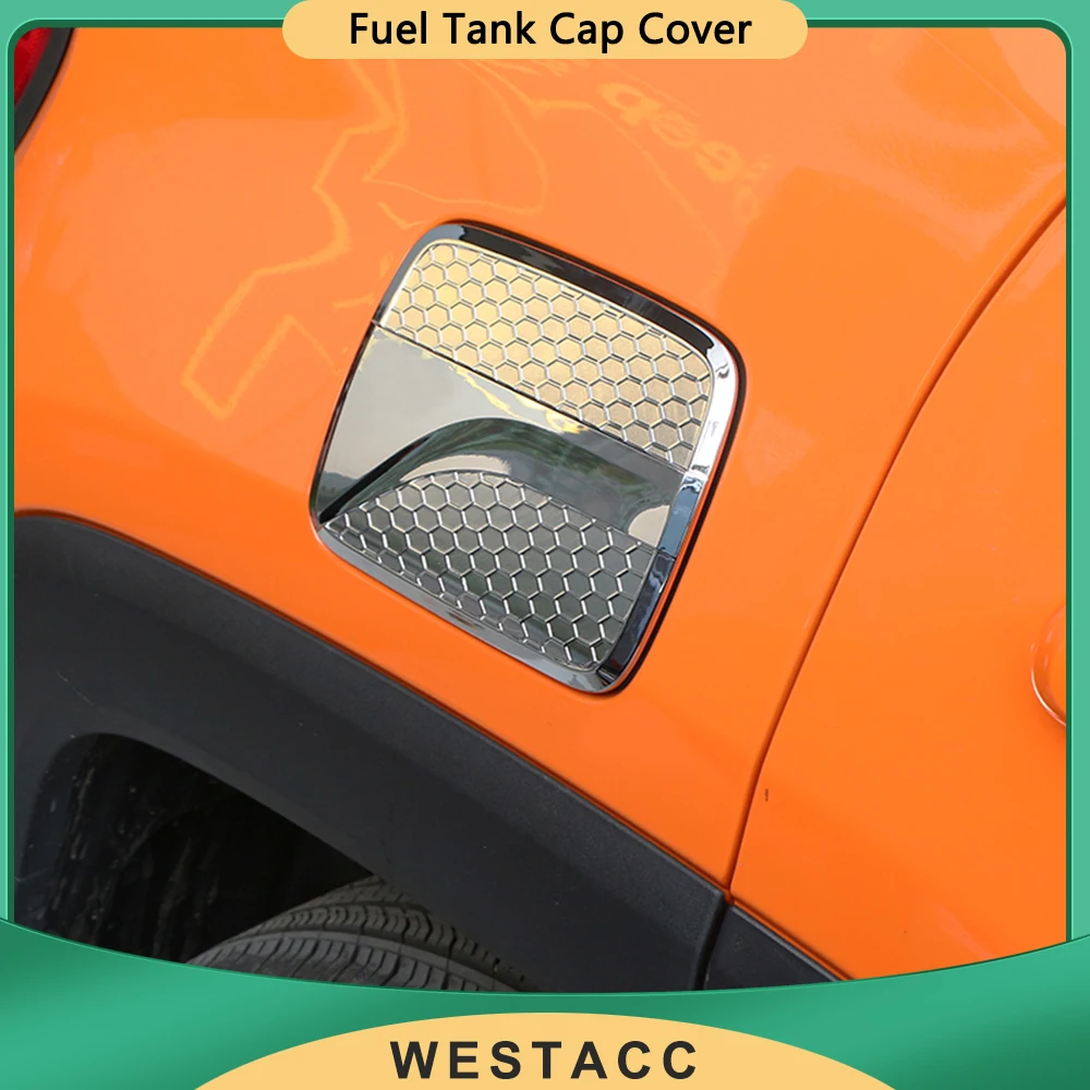 Car Fuel Tank Cap Cover Gas Tank Protective Trim Sticker for Jeep Renegade 2014 - 2021 Car-Styling ABS Chrome Accessories