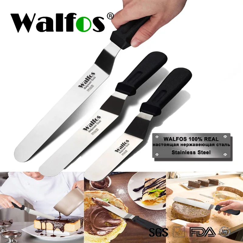 

WALFOS Stainless Steel Fondant Butter Icing Spatula Straight / Angled Cream Cake Scraper Cake Cutter Knife Cake Decoration Tools