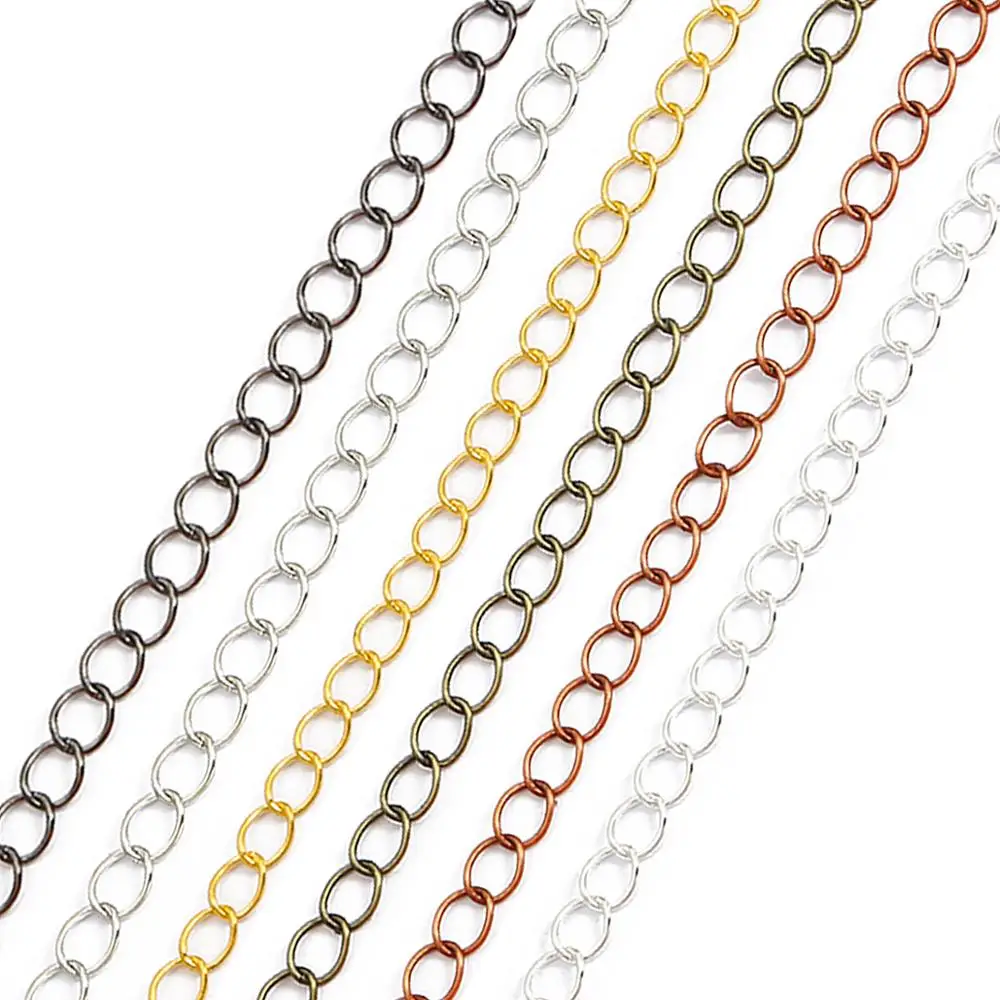 5m/lot 2.5- 4.8 mm Long Open Link Ring Extended Extension Necklace Chains Tail Extender Chain For Jewelry Making Accessories