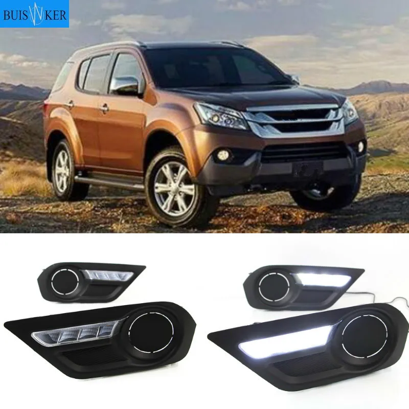 

2Pcs For ISUZU MU-X MU X 2015 2016 Daytime Running Lights fog lamp cover headlight 12V Daylight car-styling