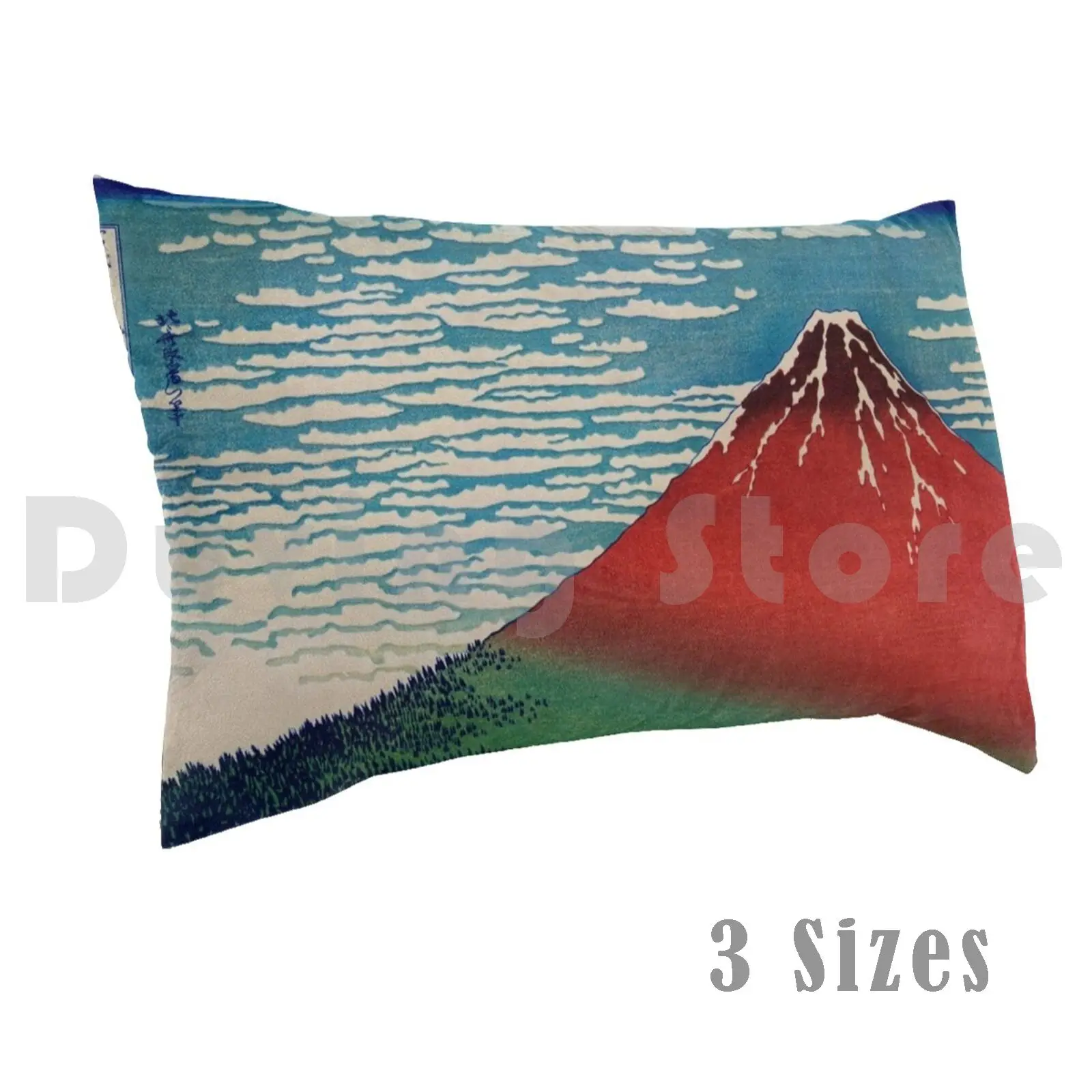 Mount Fuji Old Illustration By Katsushika Hokusai , Japanese Fine Art. Pillow case 771 Ukiyo E