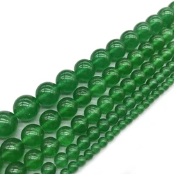 Natural Green Malay Jades Stone Round Loose Ball Beads for DIY Necklace Bracelet Jewelry Making 4 6 8 10 12 mm 15