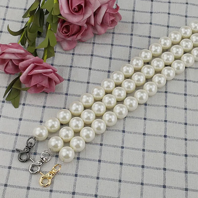 

18mm Big Beaded Pearl Chain DIY 30cm-160cm Faux Pearl Bag Strap Replacement Shoulder Crossbody Purse Chain Strap Handle Strong