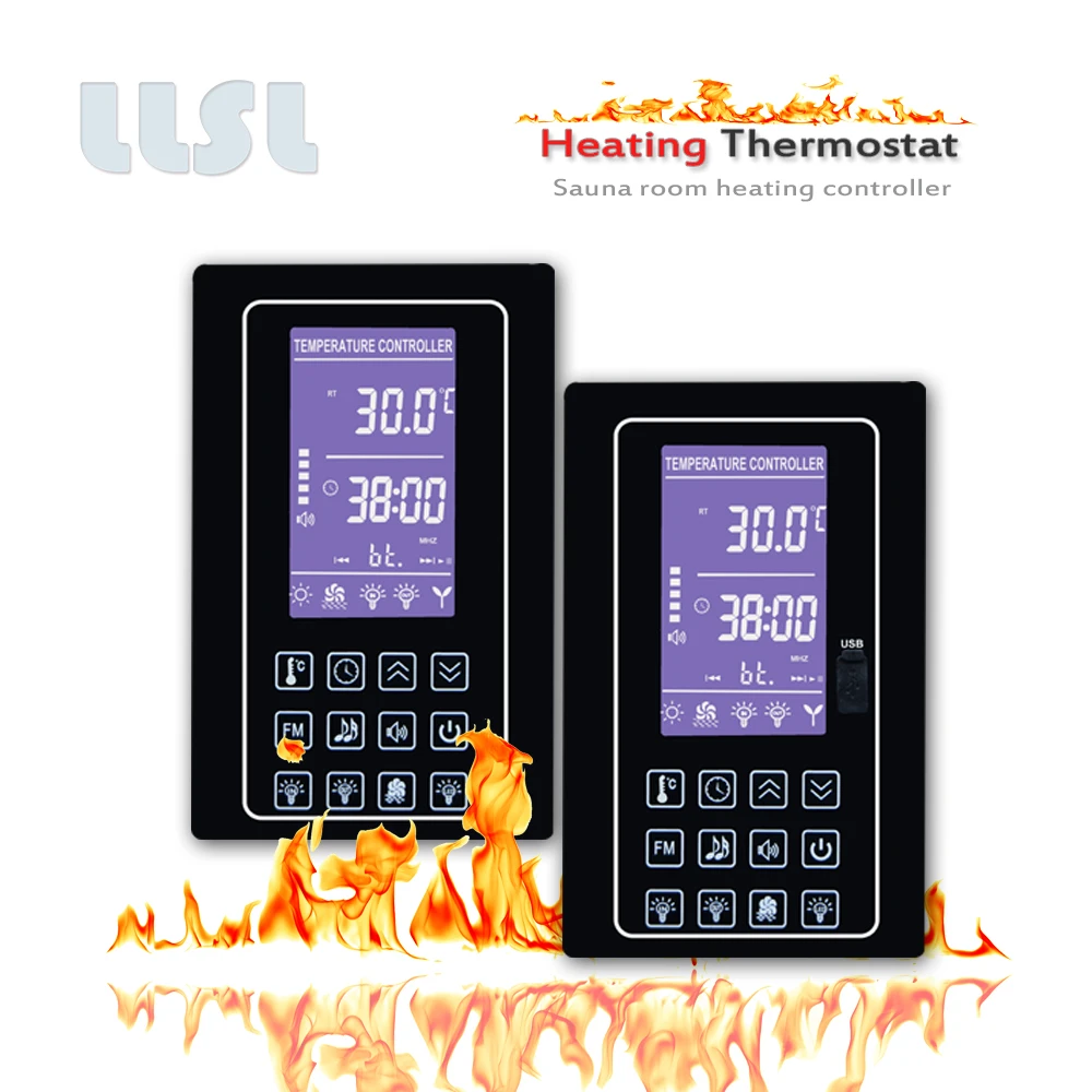Pengontrol Pemanas 220V 4.5KW Cocok untuk Ruang Sauna Layar Tampilan Besar Pengontrol Pemanas Hitung Mundur