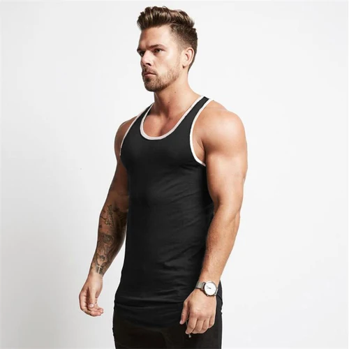 Imagen 2 del producto Ropa de gimnasio en blanco para hombre, camiseta sin mangas de culturismo, moda de verano para hombre, camisa sin mangas, ropa deportiva de algodón para fitness, chalecos musculares delgados