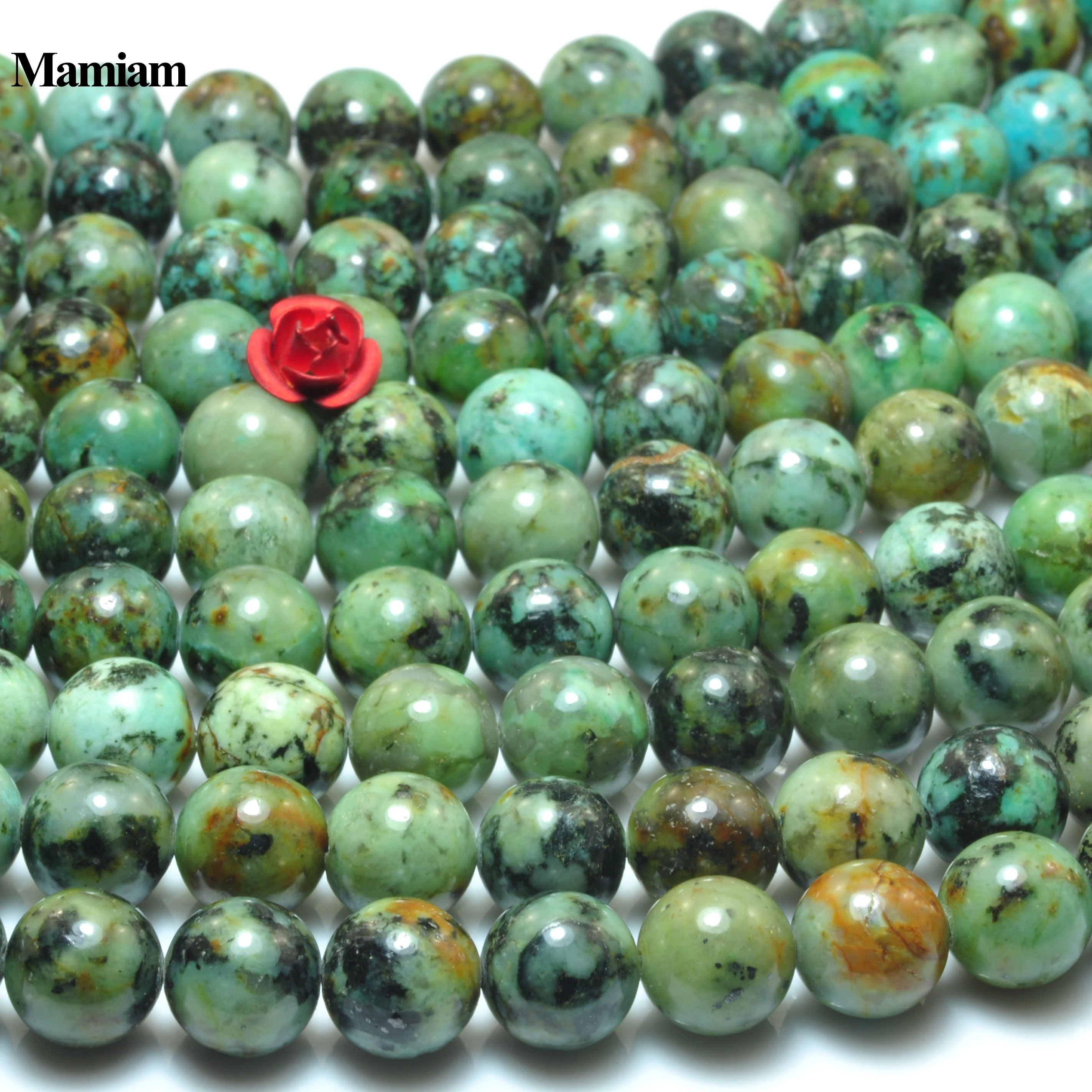 Mamiam Natural Africa Turquoise Smooth Round Loose Stone 6-10mm Beads Diy Bracelet Necklace Jewelry Making Gemstone Gift Design