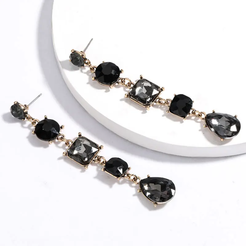 LUBOV Aretes De Mujer Modernos Simple Color Rhinestone Drop Earring Mother Day Party Holiday Accessories 2021 Trend Jewelry