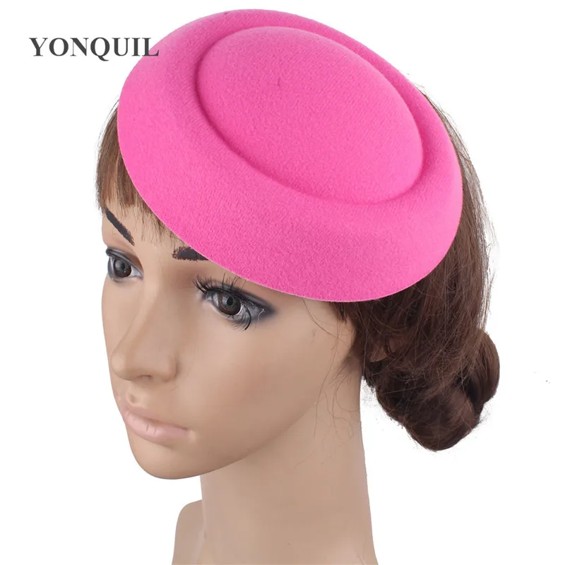 20 Colors 16CM Fascinator Hats Bases Wool Felt Party Hats DIY Hair Accessories Pillbox Hat Flight Attendant Cap 12 Pcs/Lot MH018