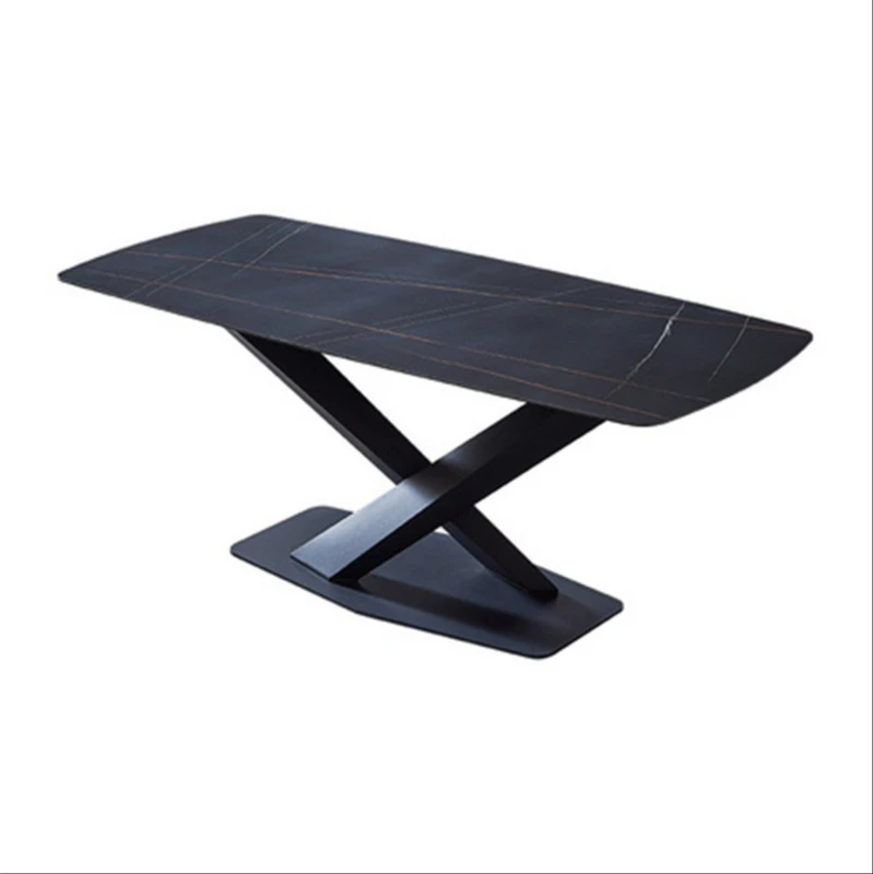 table chair postmodern light luxury household horse tripe Black Titanium glaze Nordic dining table household