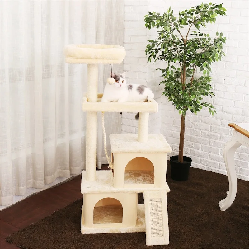 Fast Delivery Pet Cat Tree House Condo Multi Level Climbing Stratching Post for Cat Kitten Playing Ball Cat Jumping Activity Toy