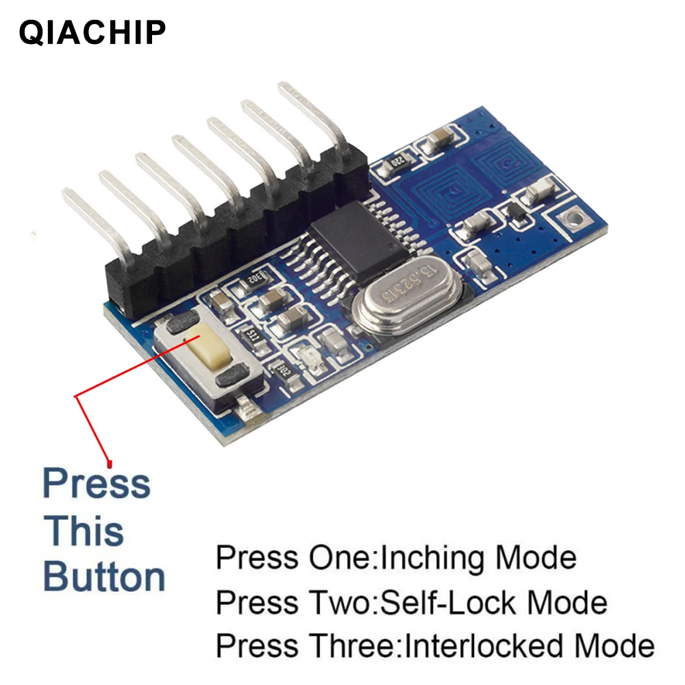 Imagem -02 - Qiachip 100 Peças 433mhz Módulo de Controle Remoto e Recepção com Decodificação sem Fio Módulo de Decodificação Controle Remoto 1527 Aprendizagem