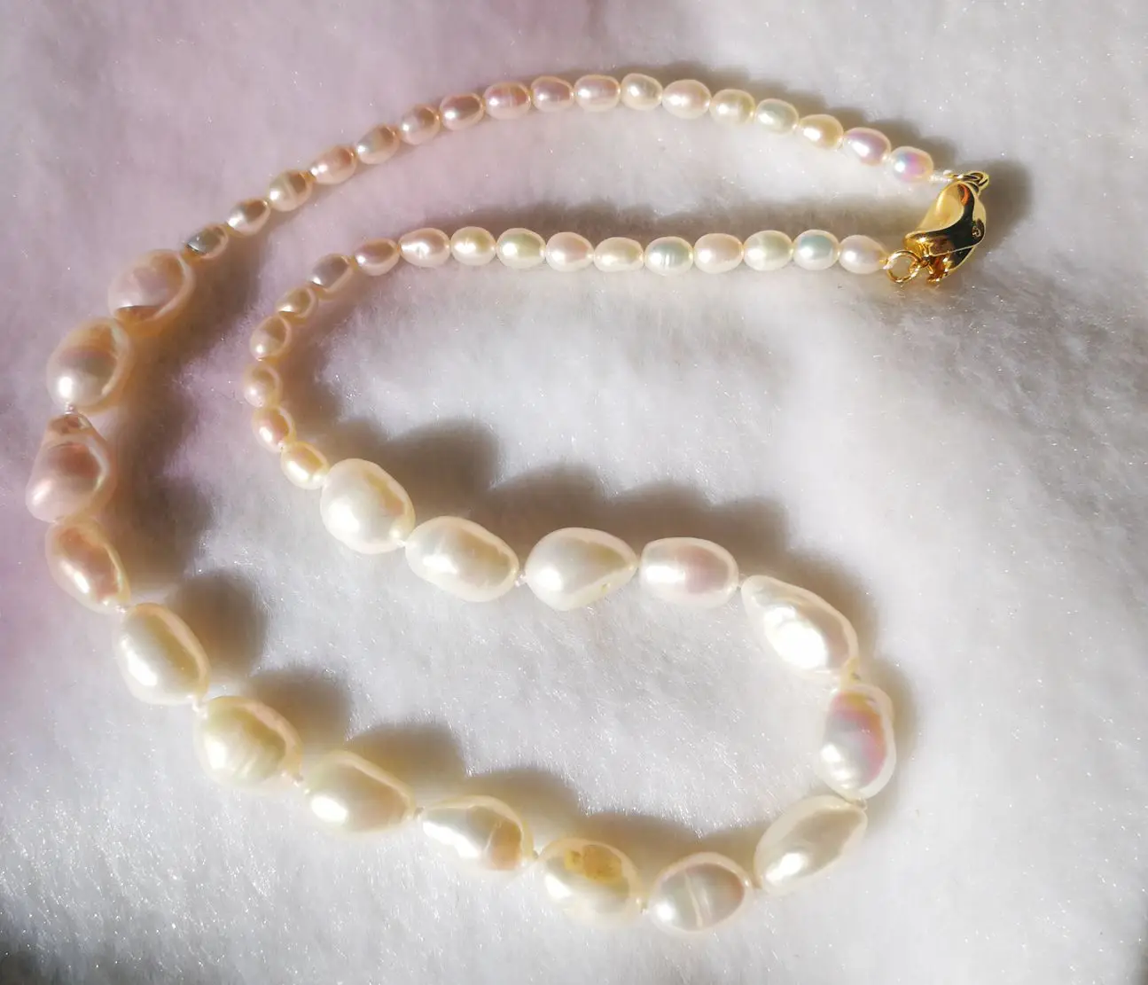 4mm 11mm-25mm white real pearls  natural baroque freshwater pearls necklace