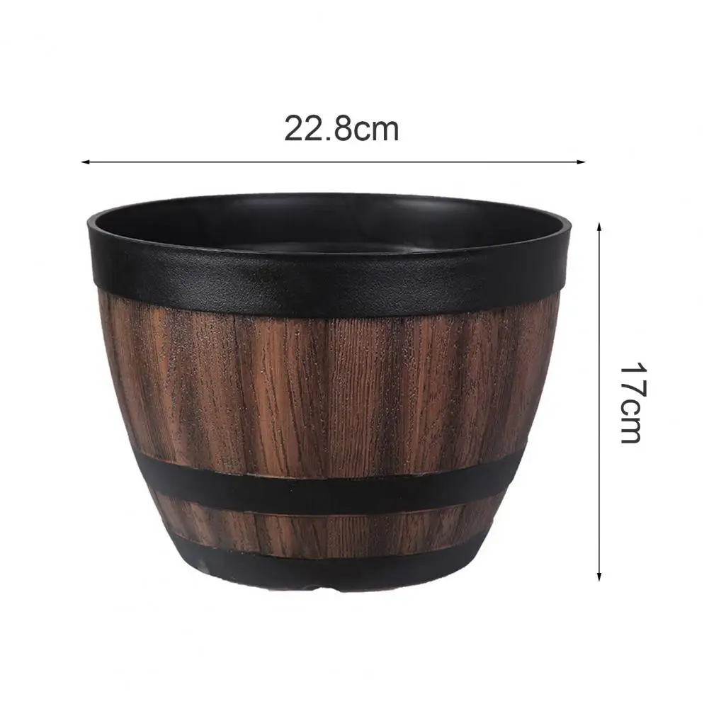 Imitation Wooden Barrel Plastic Flower Pot Imitated Wood Planting Barrel gardens terraces and imitation wooden barrel designs