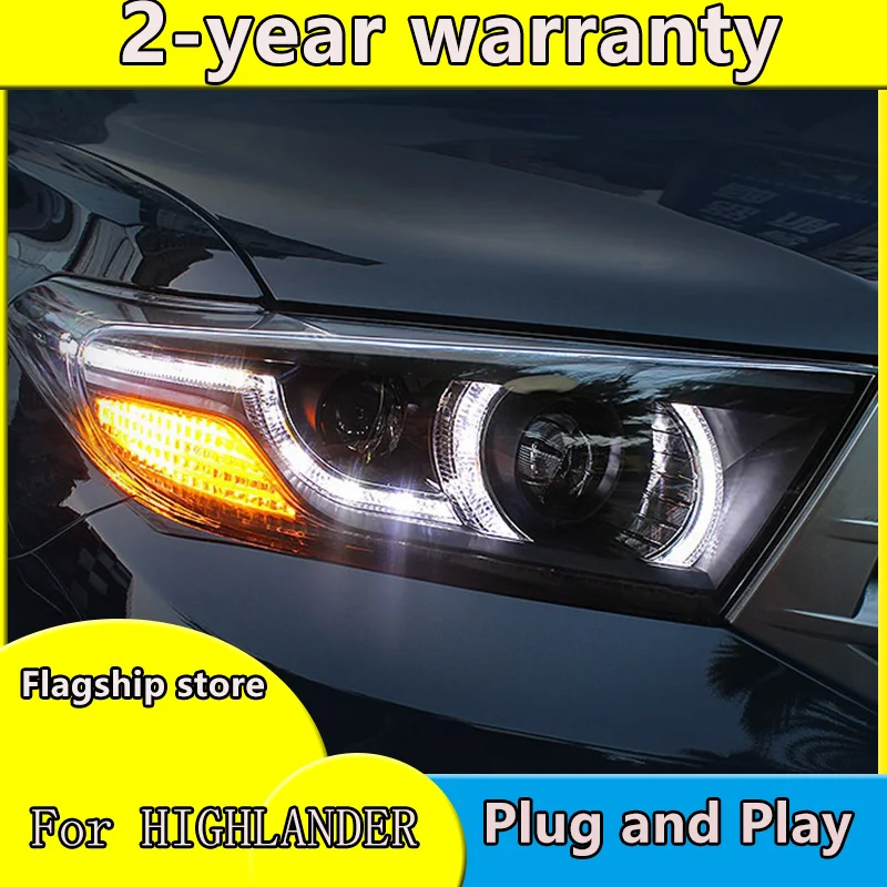 

Car Styling for Toyota 2012-2014 Highlander Headlight LED Headlight LED DRL Angel Eye hid headlight Accessories