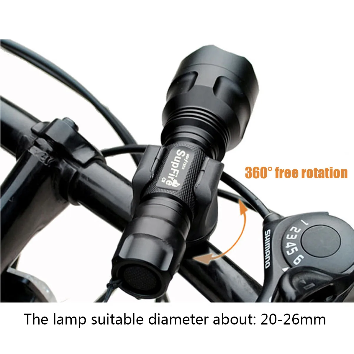 360 Swivel Bicycle Cycle Bike Front Mount LED Headlight Holder Clip Rubber for 20-26mm Diameter Flashlight new