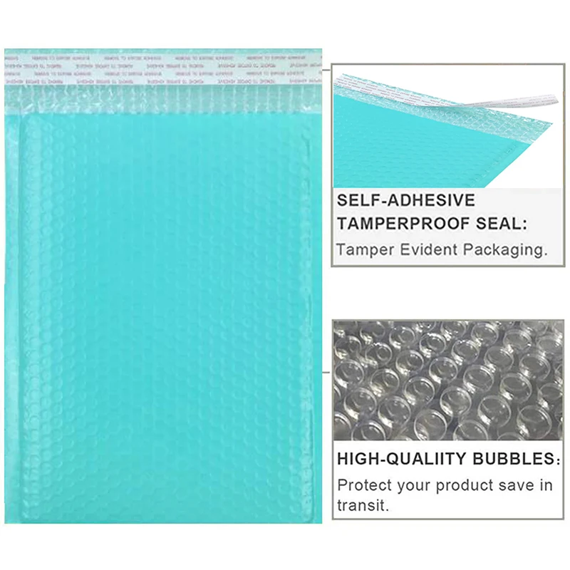 Bubble Mailers Teal Poly Padded Envelopes Small Business Opaque Packaging Postal Self Seal Waterproof Mailing Bag for Jewelry