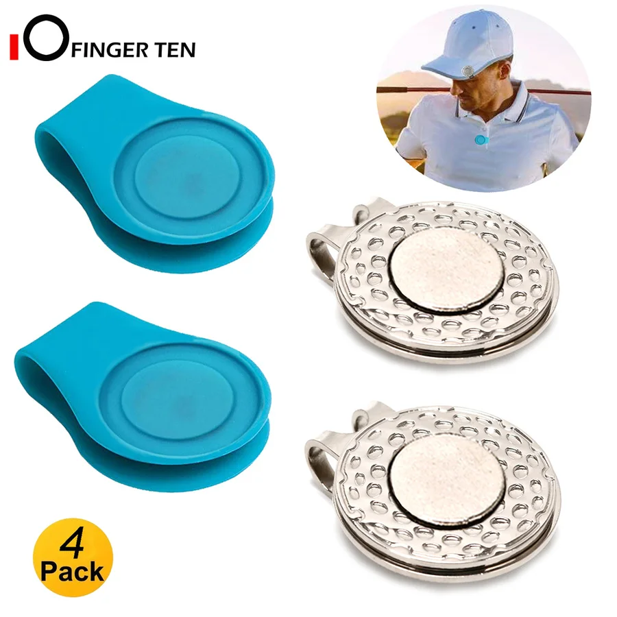 New 2 Silicone with 2 Metal Golf Hat Clip Magnetic Ball Marker Holder Attach to Your Cap Pocket Edge Belt Clothes