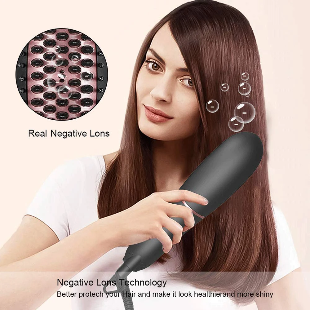 Hair Straightening Brush The One Upper Tourmaline Infused Ceramic Plates For All Hair Types Fine Thick Wavy Hair Straightener