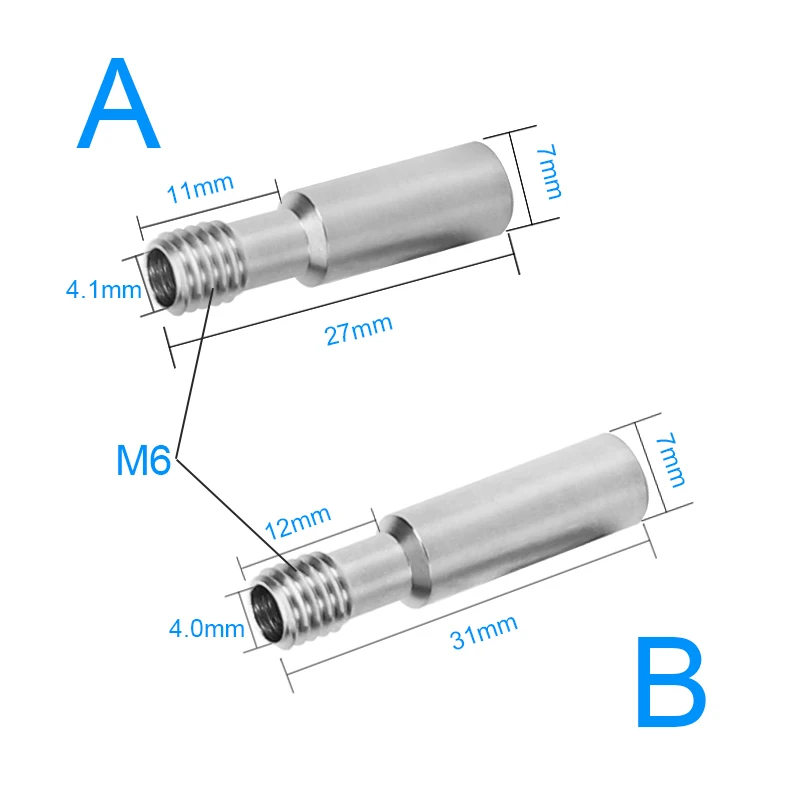 Extrusora MK8 totalmente de Metal, tubo de garganta de acero inoxidable, tornillo M6 de 27mm/31mm para impresora 3D CR-10 y Ender, Hotend, 10 unidades