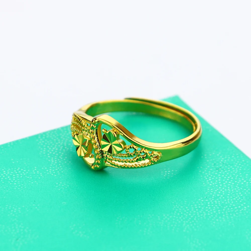 Elegant Female Gold Ring Pattern Carving Heart Design 100% 925 Sterling Silver Popular Ring Jewelry Wedding Gift Bijoux image 4