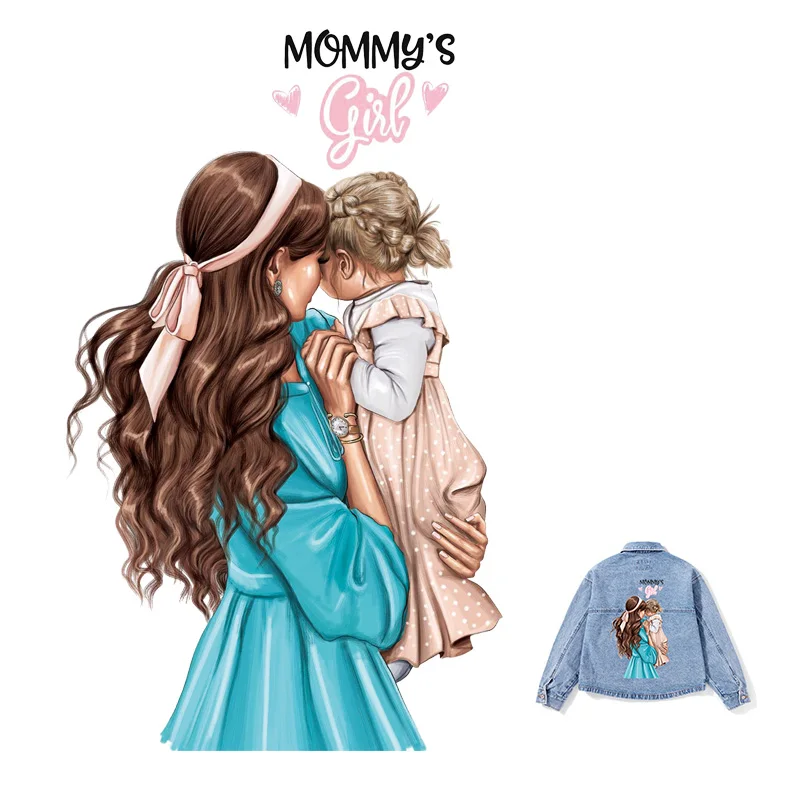 The New Mom Girls Patch Kids Iron Transfer 티셔츠 Diy 부모-자녀 가방 무독성 세탁 가능 열전달 스티커, 엄마 소녀 어린이 패치