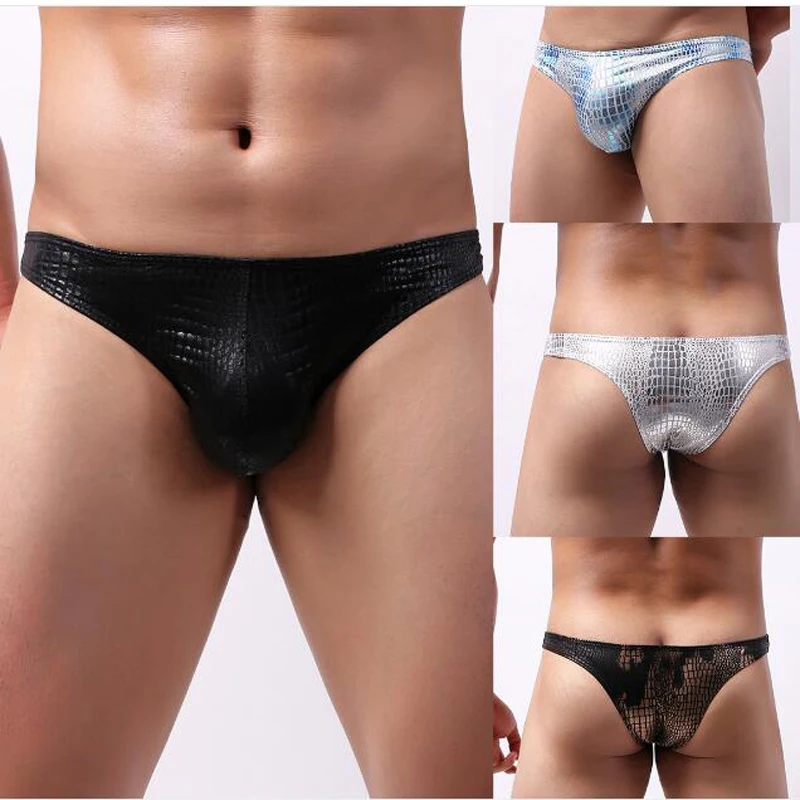 High Quality  Shining Snake Pattern Sexy Underwear Lingerie Men Bikini Ropa Interior Hombre 4 Colors S,M,L,XL D204
