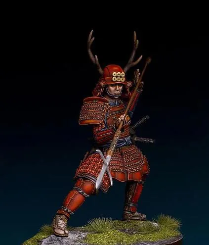Unassambled 1/24 Oude Warrior Stand Met Armour Resin Figuur Miniatuur Model Kits Unpainted