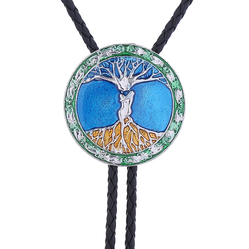 European and American new style bolo tie, tree of wisdom bow tie, fashionable men's leather cord necklace