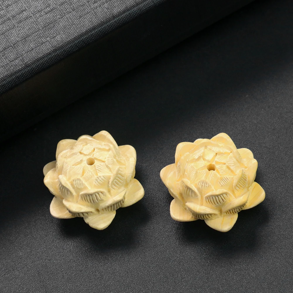 Boxwood Lotus Charms Three-dimensional Carving Five-layer Lotus Car Hanging Keychain Accessory Handmade DIY Pendant Material