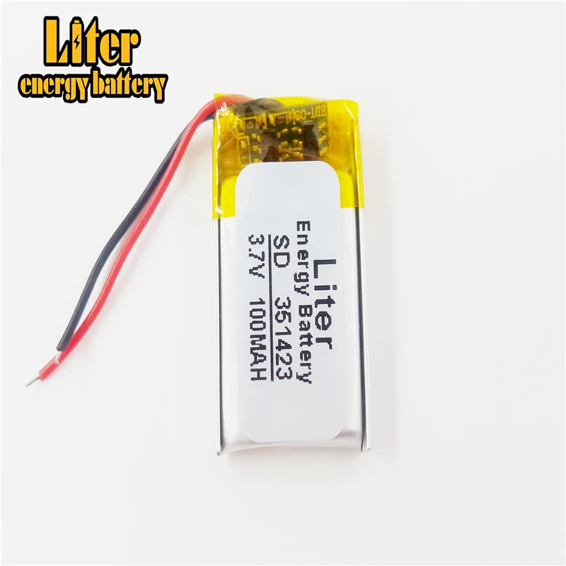 Auriculares electrónicos MP3 con Bluetooth, batería de polímero de litio de 3,7 V, 351423, 100MAH