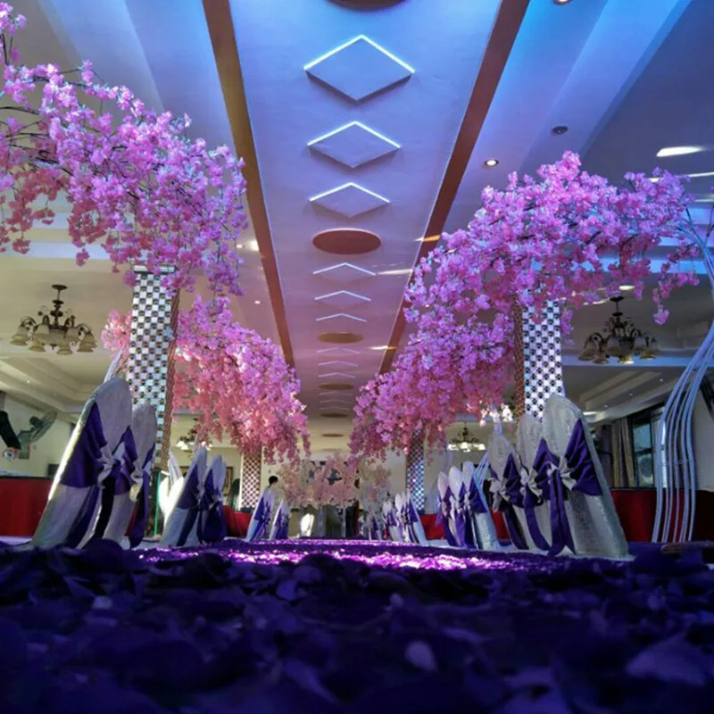 مجموعة واحدة من دعائم الزفاف على الطريق لمحاكاة زهرة الكرز مع إطار قوس حديدي لتزيين قطع مركزية للحفلات #6