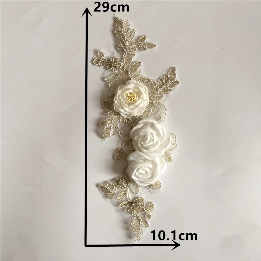 3D three-dimensional flower embroidery lace false collar decoration rhinestone DIY supplies accessories 1 piece for sale