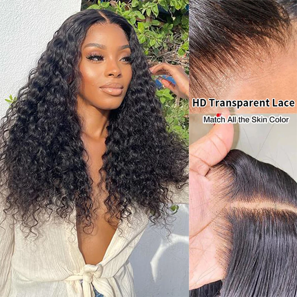 

Glueless Deep Wave Lace Frontal Wig For Black Women 8-34 inches 13x4 Pre-plucked Deep Curly lace front Wigs