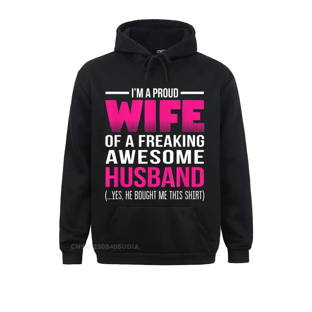 Proud Wife Of A Freaking Awesome Husband Funny Wife Hoodie Rife Print Sweatshirts Hoodies For Women Hoods Summer/Fall